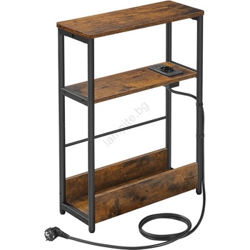 Euziel Странична масичка с вградена розетка и usb портове rod кафява/черна (ez0289)