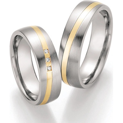 Ocelové snubní prsteny se zlatem a diamanty ST-01870