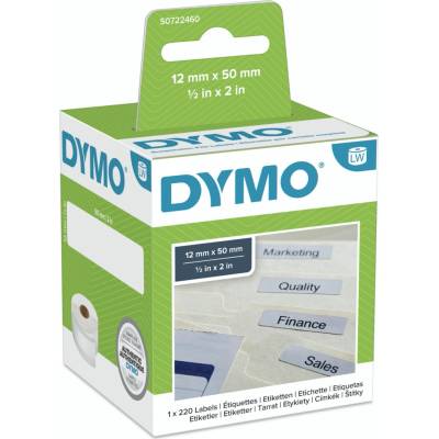 Dymo papírové štítky 50mm x 12mm / bílé / na závěsné pořadače / 220 ks (99017-D)