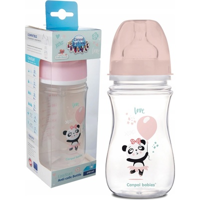 Canpol babies fľaša so širokým hrdlom Exotic Animals ružová 240 ml
