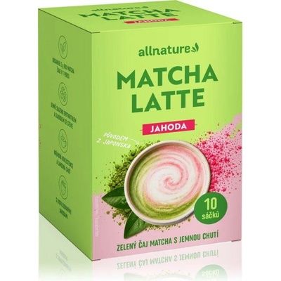 Allnature Matcha latte jahoda 10 x 20 g