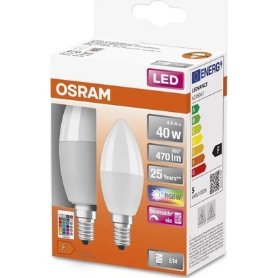 Osram SADA 2x LED RGBW Stmievateľná žiarovka B38 E14/4,9W/230V 2700K + DO Osram P225656