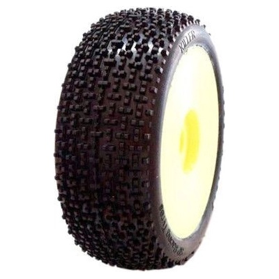 SP RACING 1/8 KILLER COMPETITION OFF ROAD gumy nalepené gumy EX.SUP.S. směs žluté disky 2 ks