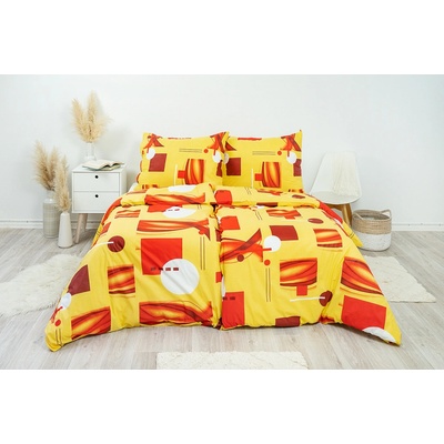 Stanex povlečení bavlna Scarlet žluto-červená LS80 Knoflíkové 140x220 70x90