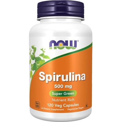 NOW NOW Spirulina Natural 500mg, 120 Veg Capsules