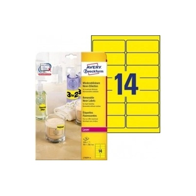 Etikety Avery odnímateľné 99,1x38,1 mm neónové žlté