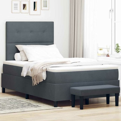 zahrada-XL 3344505 Postel s boxspringem s matrací Tmavě šedá samet
