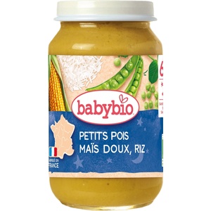 Babybio Био зеленчуково пюре Babybio - Грах, сладка царевица и ориз, 6 м+, 200 g (3288131500584) - baby