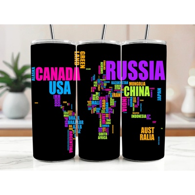 Cool termokelímok s brčkom 590 ml Typografická mapa sveta
