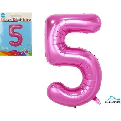 LUMA Balónek foliový č.5 RŮŽOVÝ 43 cm