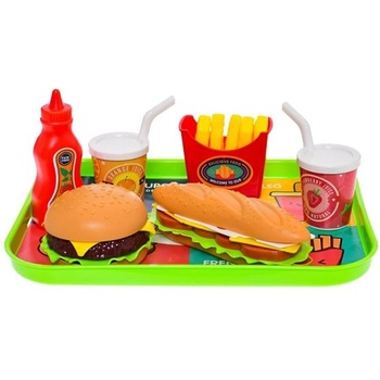 Mikro Комплект храни и напитки Fast Food 6 бр. с поднос 26x19см (81389)