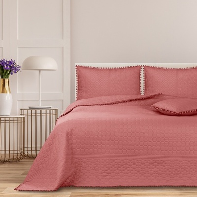 Divio přehoz na postel s bambulkami CLARE purpurový 200 x 220 cm