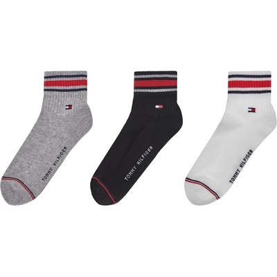 Tommy Hilfiger Мъжки чорапи Tommy Hilfiger 3 Pack Sports quarter Socks Mens - Blk/White/Gry