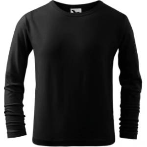 MALFINI Fit-T LS детска тениска с дълъг ръкав, черна (12101)