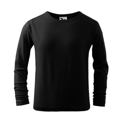 MALFINI Fit-T LS детска тениска с дълъг ръкав, черна (12101)