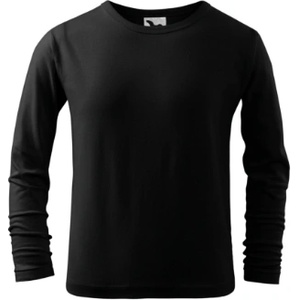 MALFINI Fit-T LS детска тениска с дълъг ръкав, черна (12101)