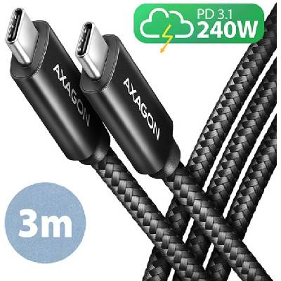 Cable USB2 C-C, M-M, 3m, PD 240W, AXAGON BUCM2-CM30AB (BUCM2-CM30AB)