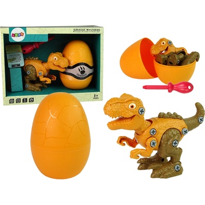 Lean Toys Sada Vajíčka s Dinosaurom na šrobovanie - oranžový