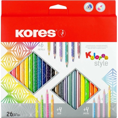 Kores Style trojhranné pastelky 26 farieb