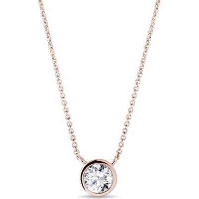 Klenota z růžového zlata s bezel diamantem k0469014