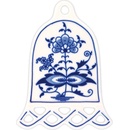 Cibulák vánoční ozdoba zvonek 10,5 cm originální cibulákový porcelán Dubí cibulový vzor 10379