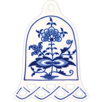 Cibulák vánoční ozdoba zvonek 10,5 cm originální cibulákový porcelán Dubí cibulový vzor 10379
