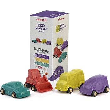 Miniland Комплект колички Miniland - Minimobil, 9 cm, 4 броя (32253)