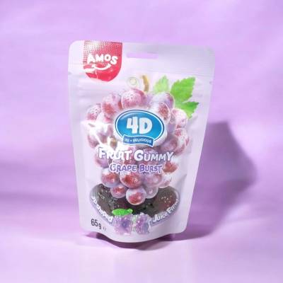 Amos-4D žuvacie cukríky s hroznovou príchuťou 65g