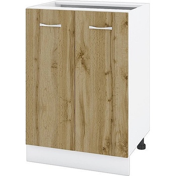 ИРИМ Долен шкаф за вграждане на мивка с две врати и рафт Сити БДД-22 бяло гладко / дъб дакота 60 см