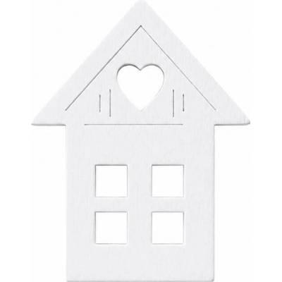 Dekorace dřevo 40 ks 29x24 mm domeček, bílá
