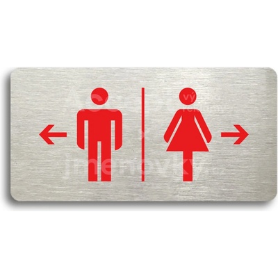 ACCEPT Piktogram WC MUŽI VLEVO, WC ŽENY VPRAVO - stříbrná tabulka - barevný tisk bez rámečku