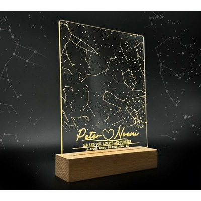 Gravírovaná LED hvězdná mapa
