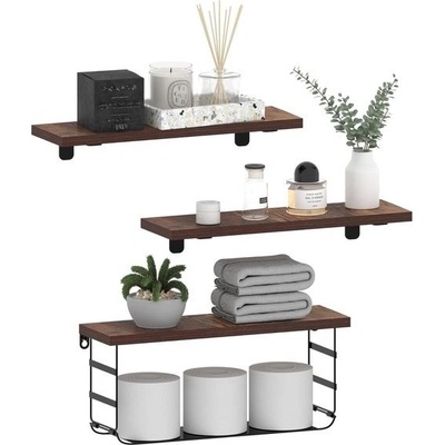 Sada 3 nástěnných polic Vasemouh rustikální dřevěné police