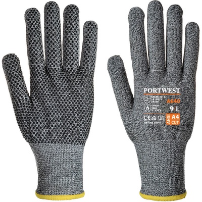 Portwest sabre-dot a640 / Плетени ръкавици, устойчиви на порязване, ниво d - сиви xxl (a640g7rxxl)