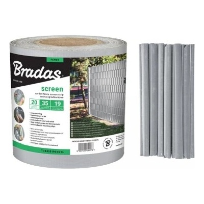 Bradas Stínící plotová páska 0,19x35m s klipy světle šedá