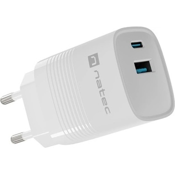 NATEC USB Charger Ribera Gan 1X USB-A + 1X USB-C 30W White (NUC-2140)
