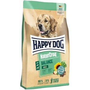 Happy Dog Natur Croq Balance - храна за кучета от всички породи, с пилешко, риба, черен дроб, говеждо, сирене, ориз, овес, пшеница, люцерна, спанак, 4 кг, Германия - 60522