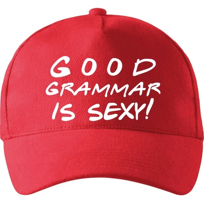 Good grammar is sexy so zahnutým šiltom a mosaznou sponou Červená