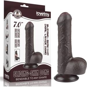  Пенис дилдо с тестиси, плъзнете кожата му, 18, 3см. - Sliding Skin Black 1 (LVTOY00739)