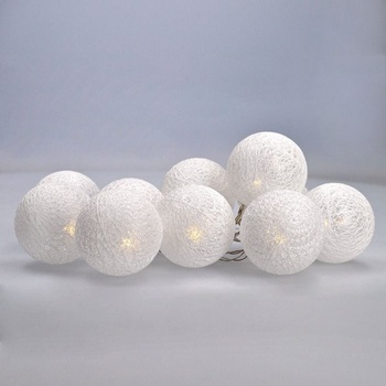 Solight LED řetěz vánoční koule bavlněné 10LED 1m 2x AA IP20
