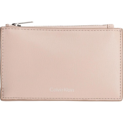 Calvin Klein Dámská peněženka FOIL LOGO TOP ZIP CARDCASE Lososová Stříbrná