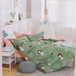  Спално бельо в зелен цвят с цветя и момиченца 200/230