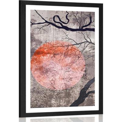 Plakát s paspartou surrealistické stromy - 40x60 white