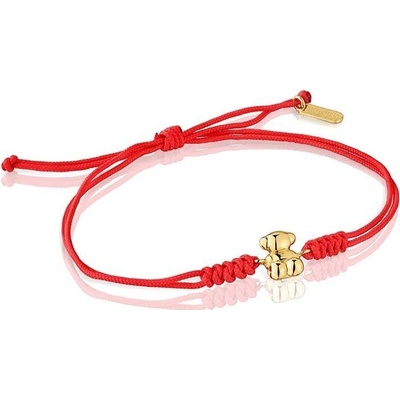 Tous Červený kabala náramek se zlatým medvídkem 1004025200