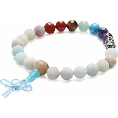 Nefertitis Amazonit Buddha mala čakrový náramek s hlavou Buddhy NF11131