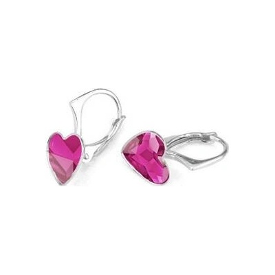 Nubis stříbrné se srdcem Crystals from Swarovski Fuchsia NB-0202-FU