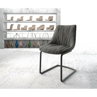 DELIFE Houpací židle Elda-Flex Textured Fabric Anthracite Cantilever Round Black