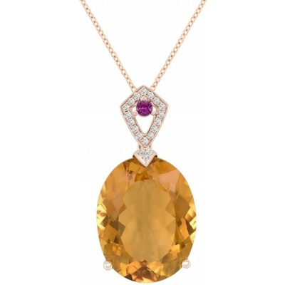 Eppi Citrínový přívěsek s turmalínem a diamanty Ienje P33983