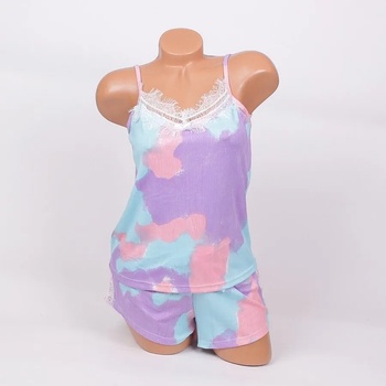 Image 1 of Дамска пижама с шарен десен и дантела