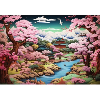 Alipson Puzzle - Puzzle Japanese Temple in Spring - 1 000 piese